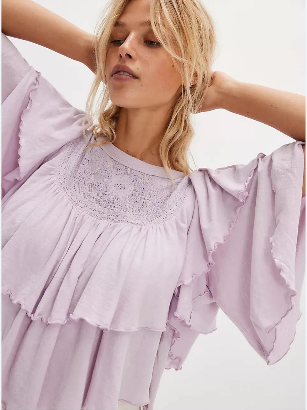 Free People Rose Ruffle Party Tee S NWT - Picture 9 of 13